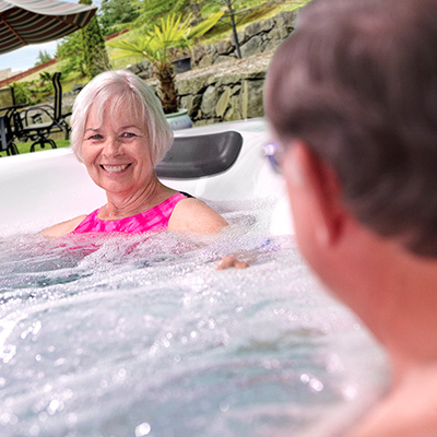 Woman relaxing with man